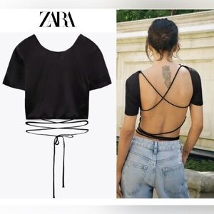 Zara Black Strappy Back Women Top